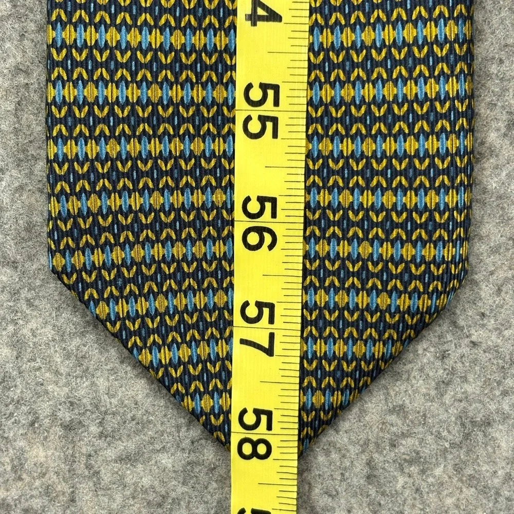 Brioni 100% Silk Necktie Mens Green Yellow Geometric Handmade Italy Tie 3.75x58